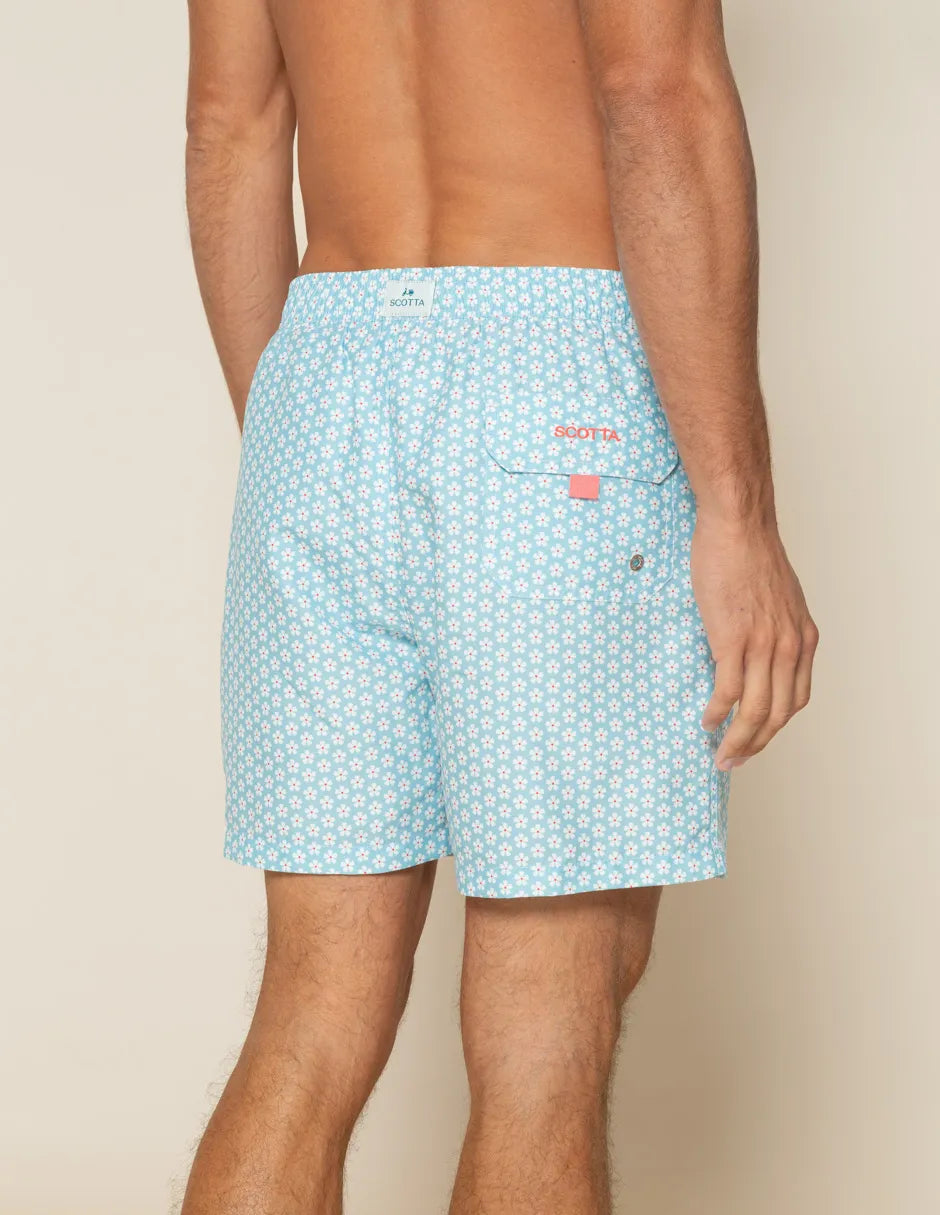 Bañador estampado celeste