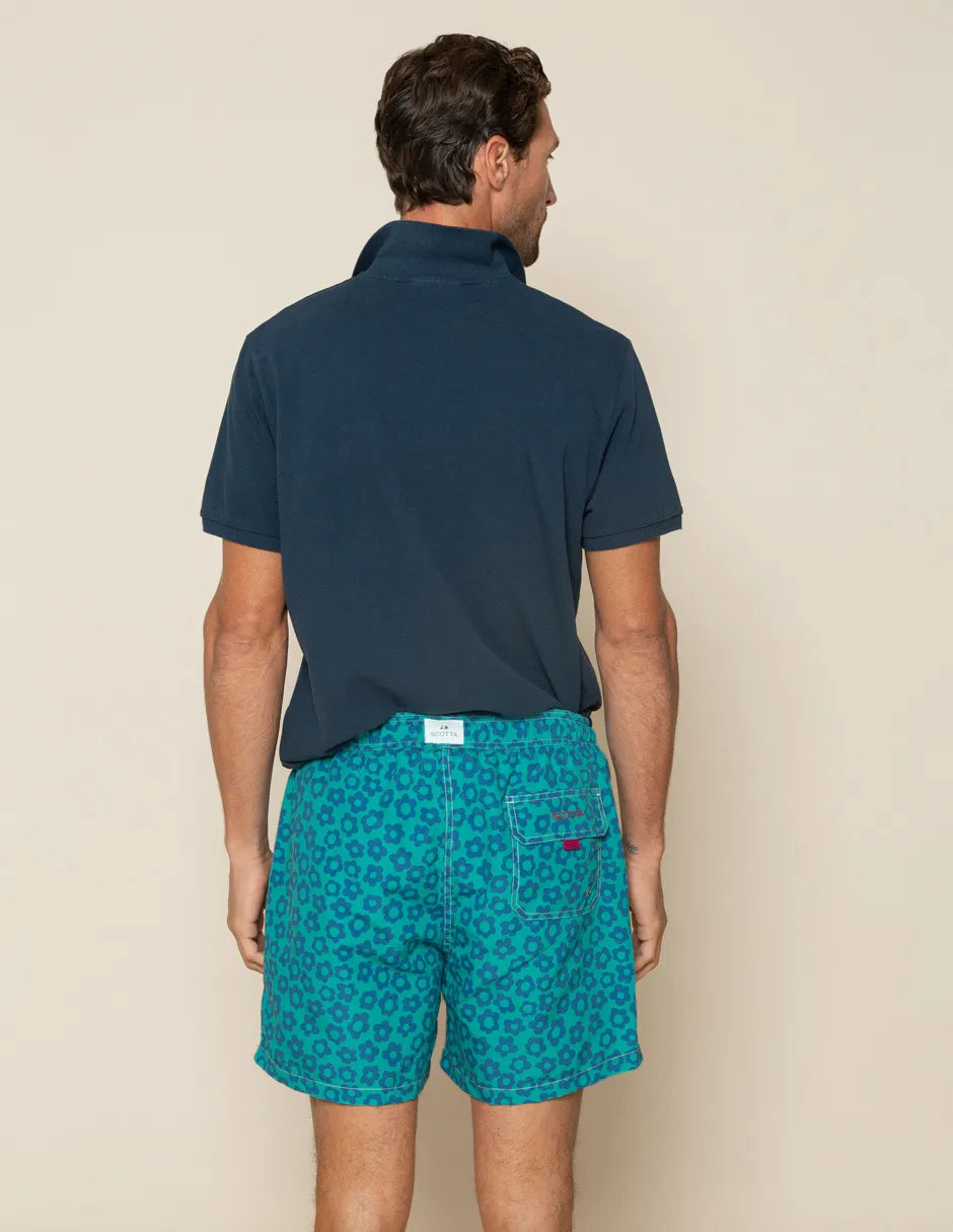Bañador flores azul hombre