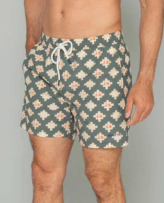 Bañador estampado verde