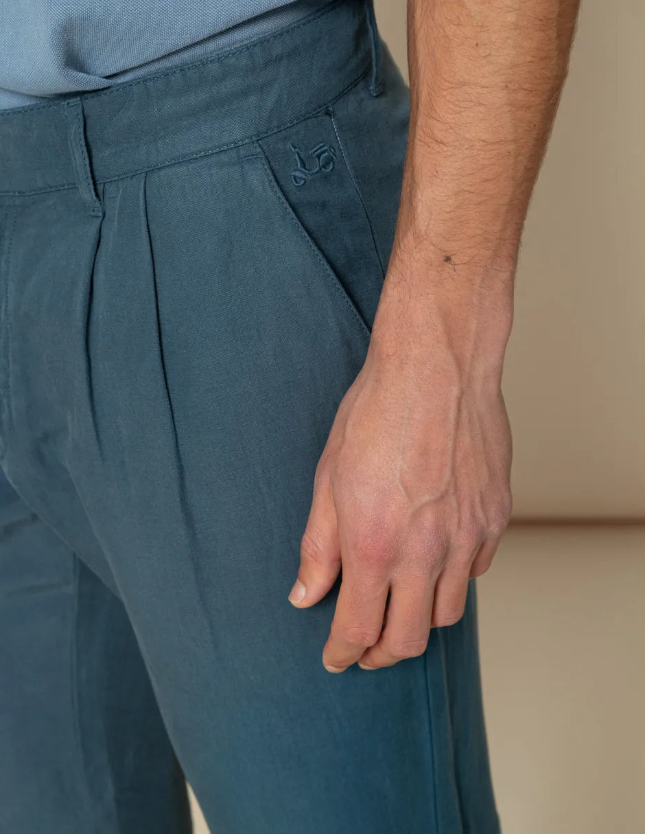 Pantalón de doble pinza azul