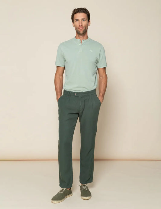 Pantalón de pinza verde oscuro