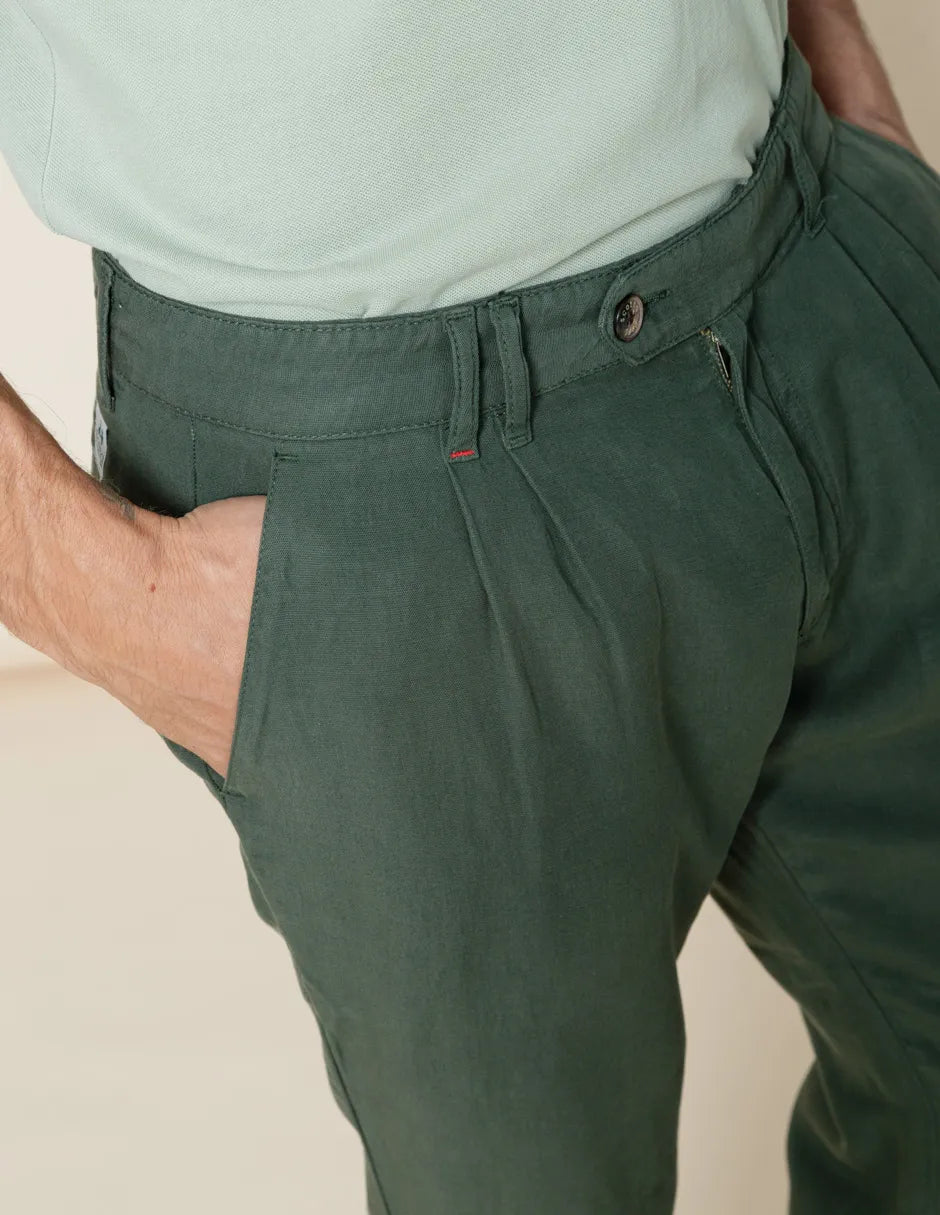 Pantalón de pinza verde oscuro