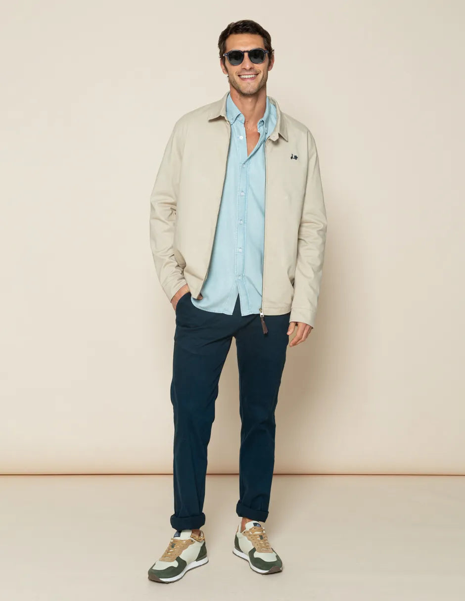 Chaqueta fina beige hombre