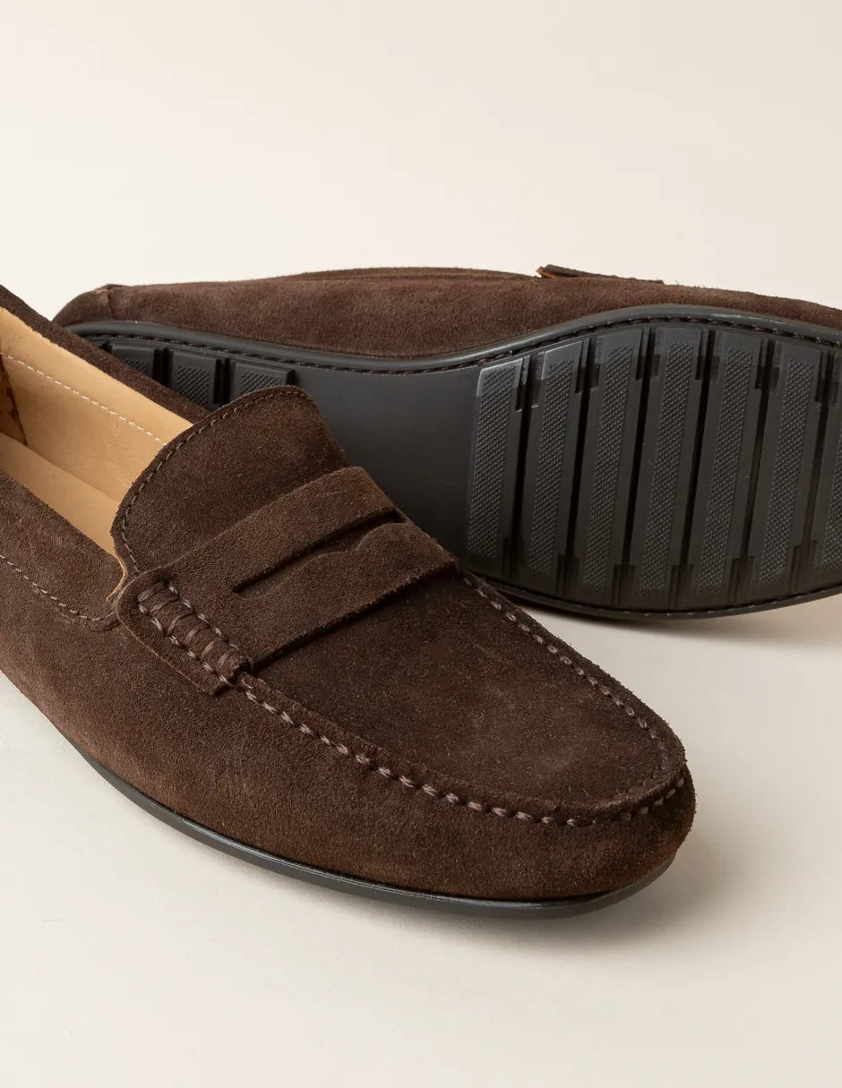 Mocasín serraje sport marrón oscuro