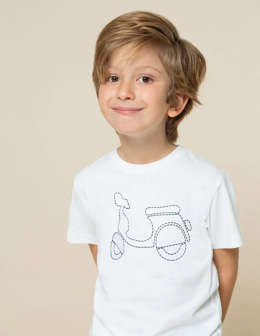 Camiseta niño blanca bordada