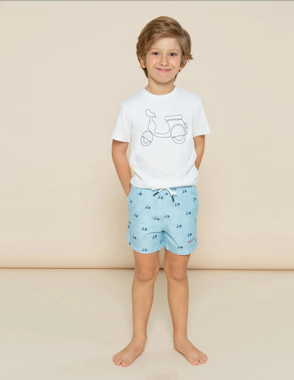 Camiseta niño blanca bordada