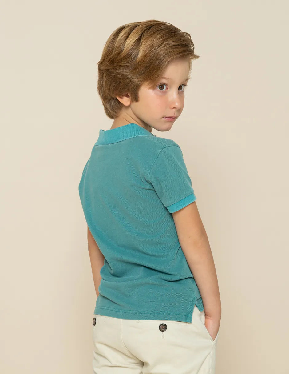 Polo de manga corta azul