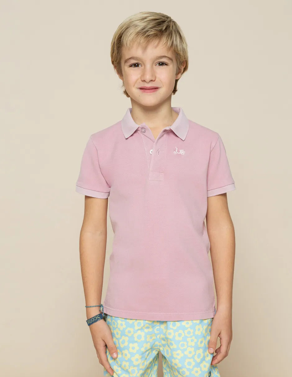Polo de manga corta rosa de niño
