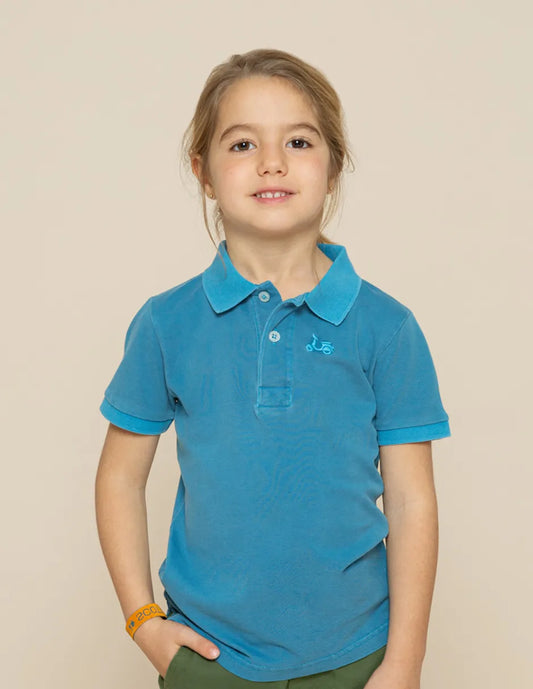 Polo de manga corta de niño azul