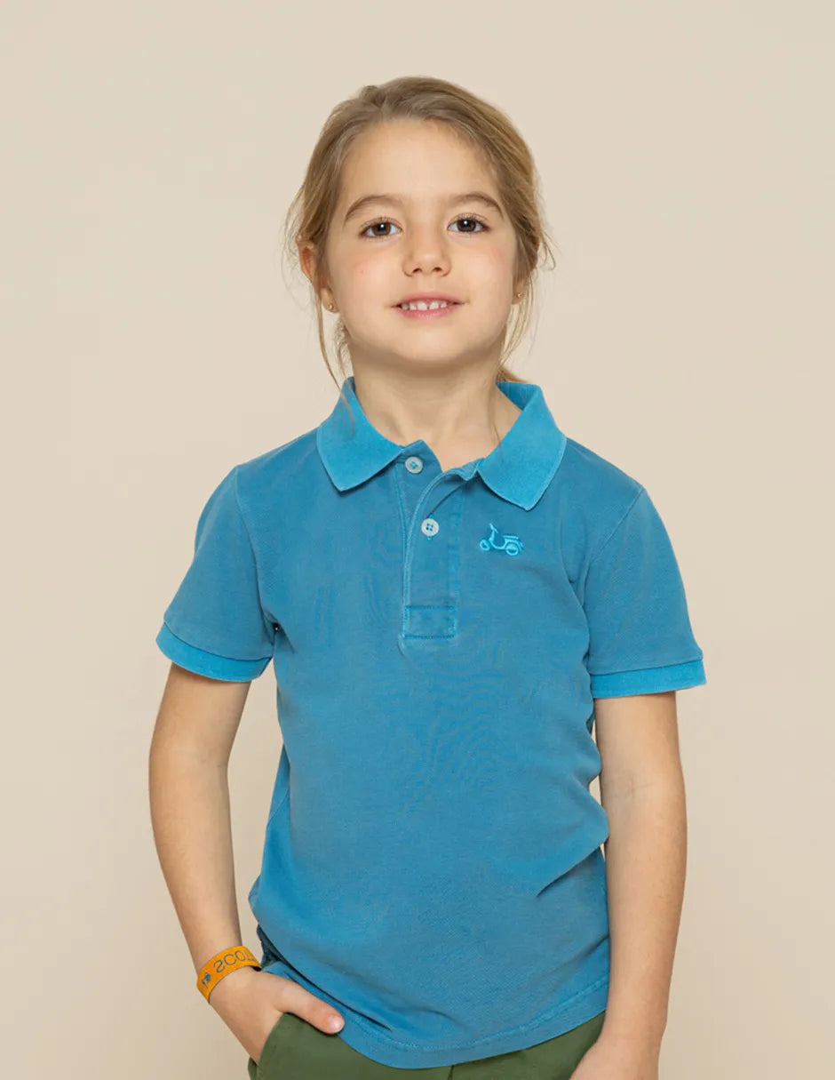 Polo de manga corta de niño azul
