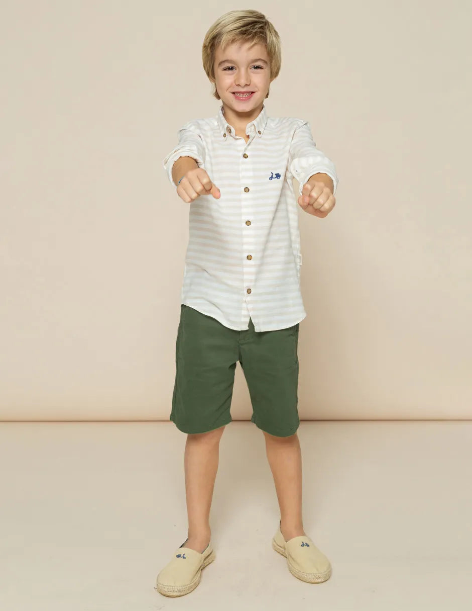 Camisa de rayas beige de niño