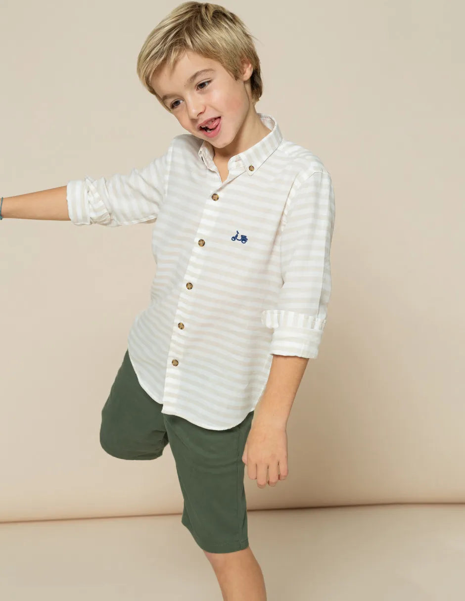 Camisa de rayas beige de niño