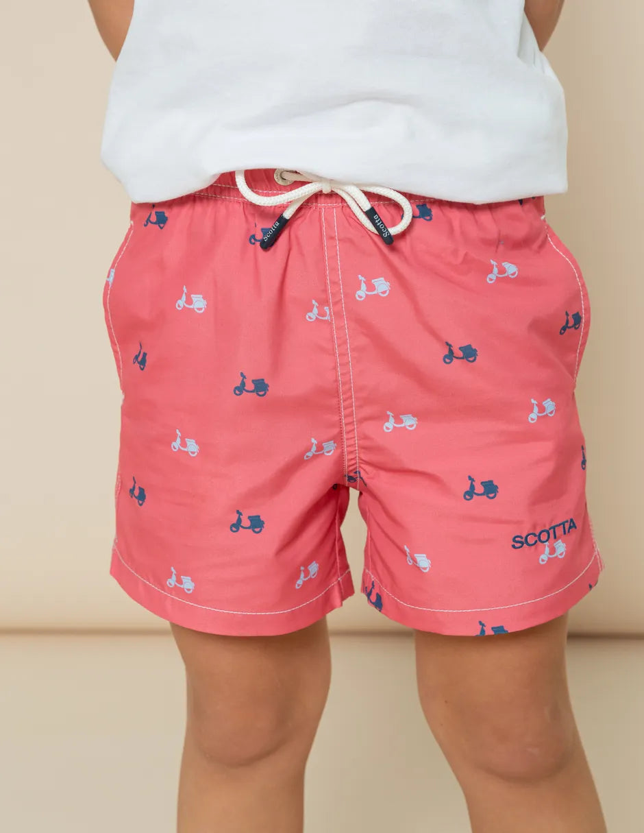 Bañador rosa con estampado niño