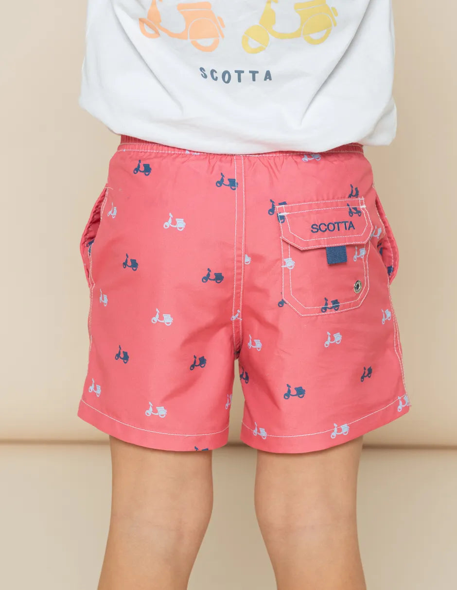 Bañador rosa con estampado niño