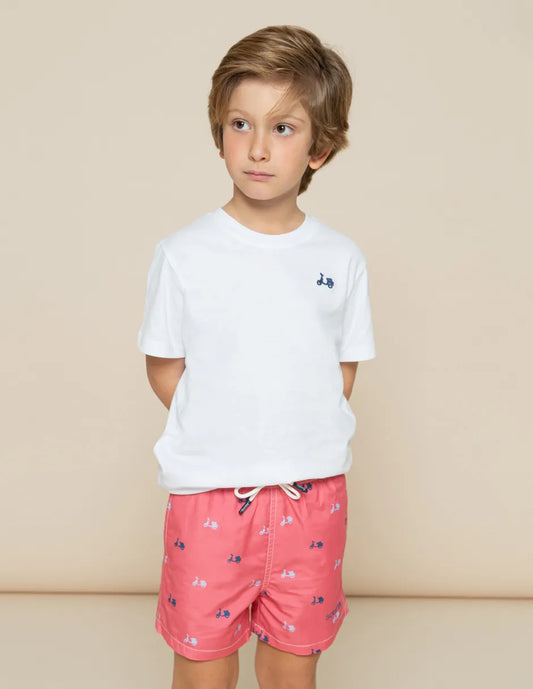 Bañador rosa con estampado niño