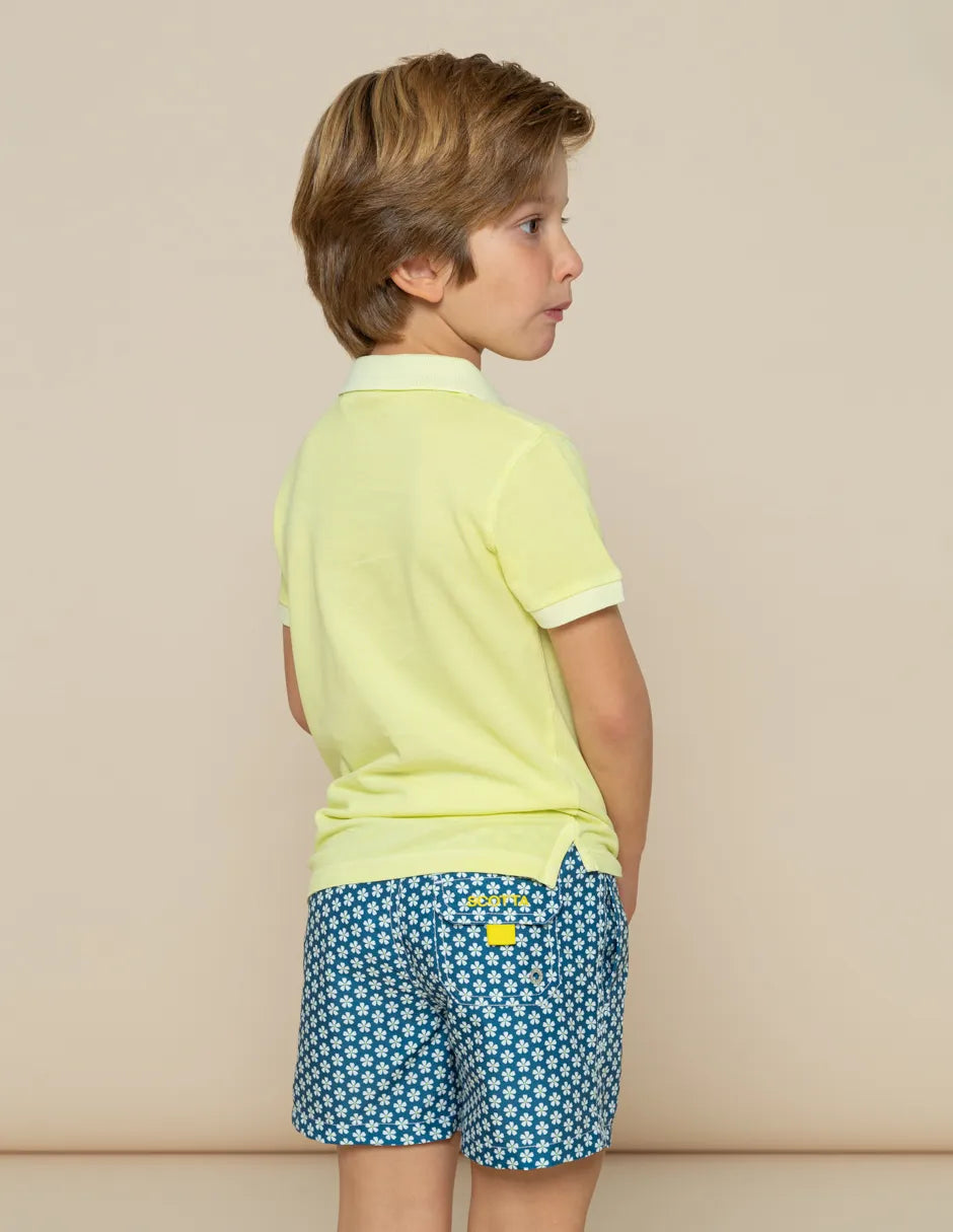 Bañador de flores azul niño