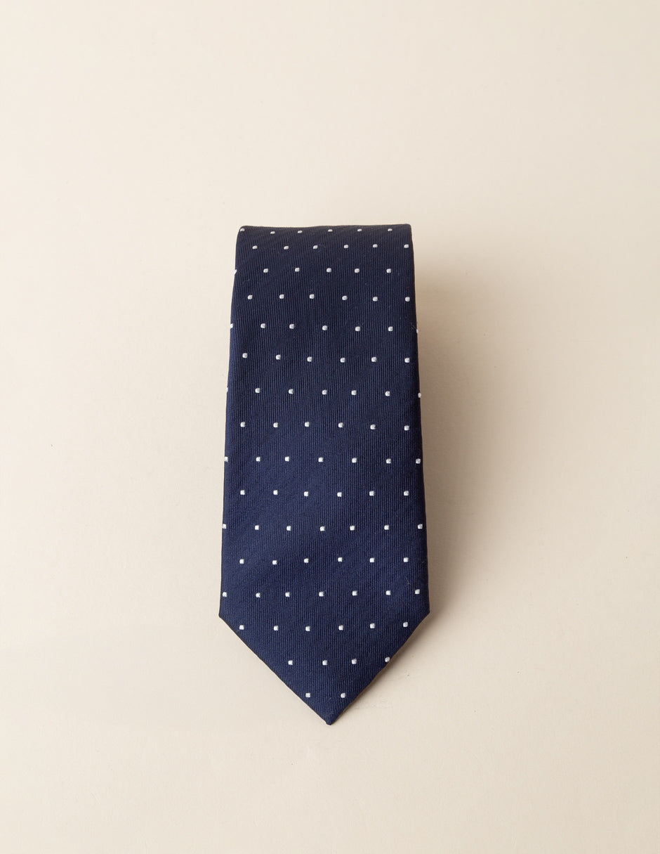 Corbata seda lunares marino