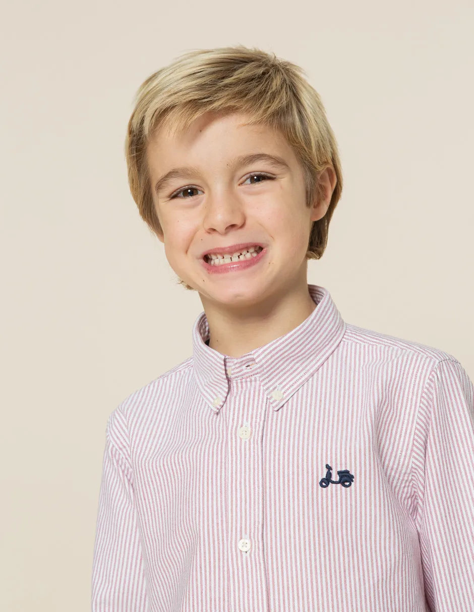Camisa de niño rayas burdeos