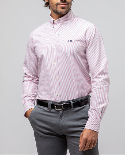 Camisa oxford rayas burdeos | SCOTTA