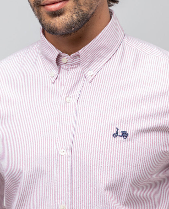 Camisa oxford rayas burdeos | SCOTTA