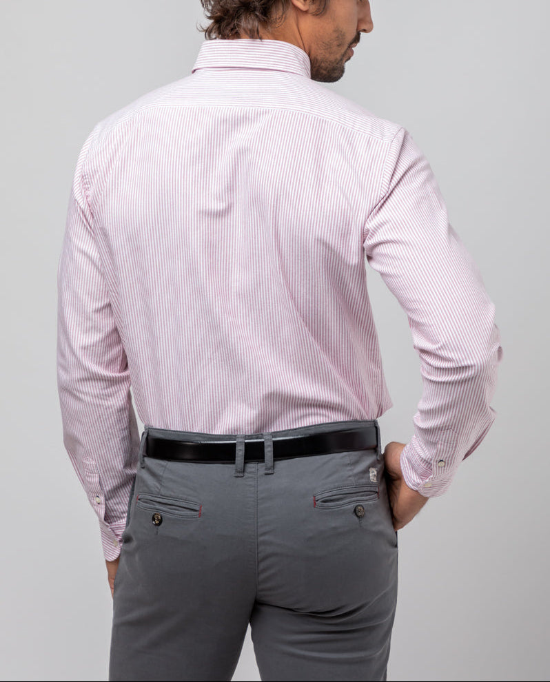 Camisa oxford rayas burdeos | SCOTTA