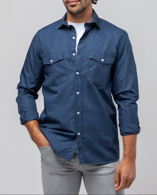 Camisa sarga pocket marino | SCOTTA
