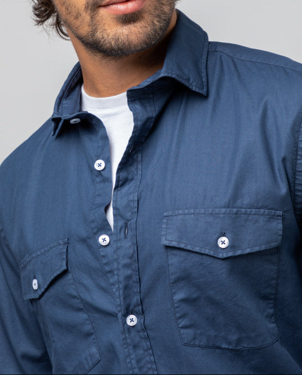 Camisa sarga pocket marino | SCOTTA