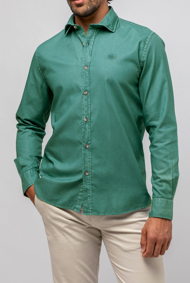 Camisa estructura verde botella