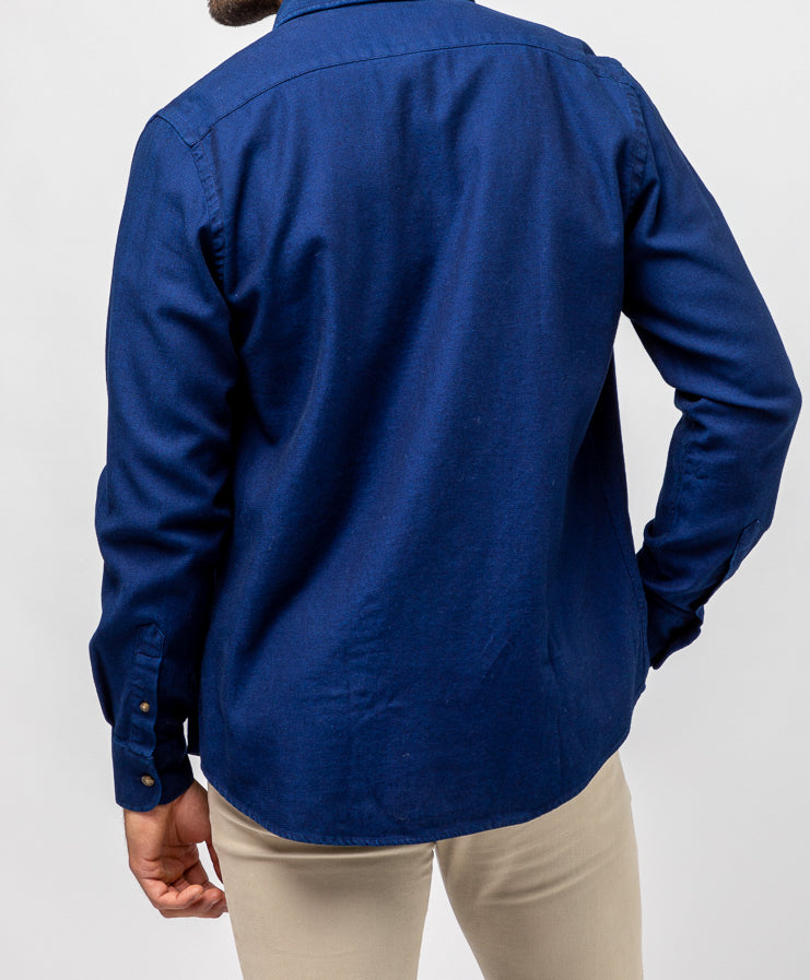 Camisa jeans texturizada índigo