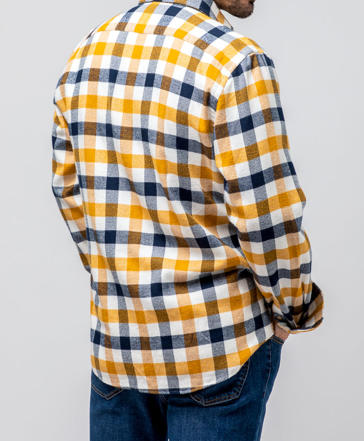 Sobrecamisa cuadros orgánica mostaza | SCOTTA