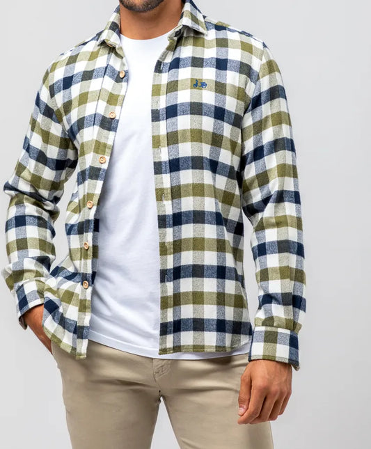 Sobrecamisa cuadros organica verde