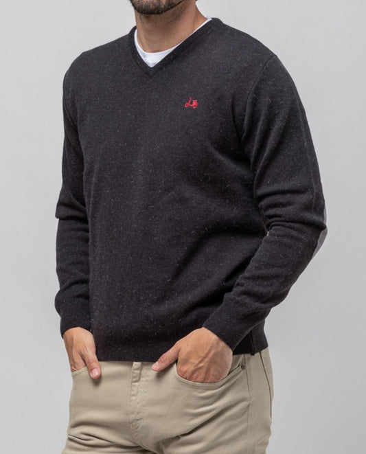 Jersey pico coderas angora gris oscuro