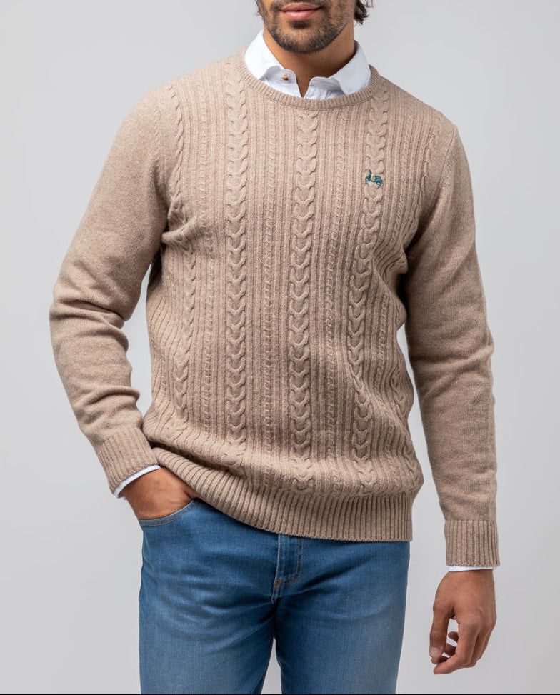 Jersey crew neck ochos beige | SCOTTA