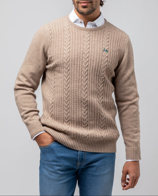 Jersey crew neck ochos beige | SCOTTA