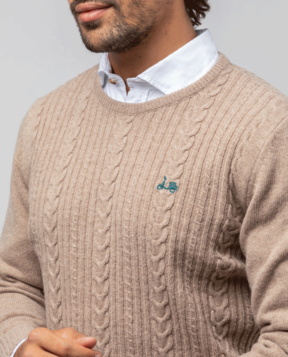 Jersey crew neck ochos beige | SCOTTA