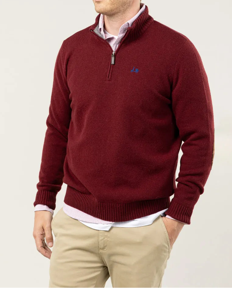 Jersey cuello con cierre cremallera en burdeos