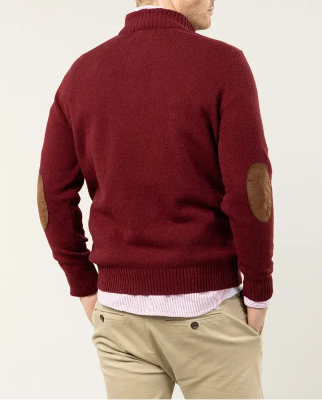 Jersey cuello con cierre cremallera en burdeos