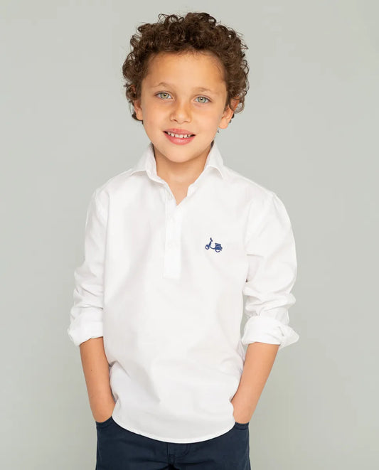 Camisa niño polera oxford blanco
