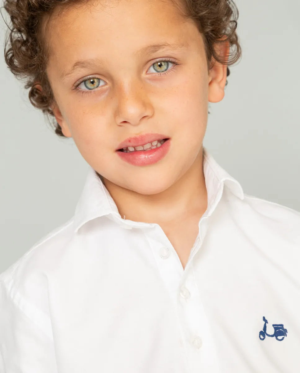 Camisa niño polera oxford blanco