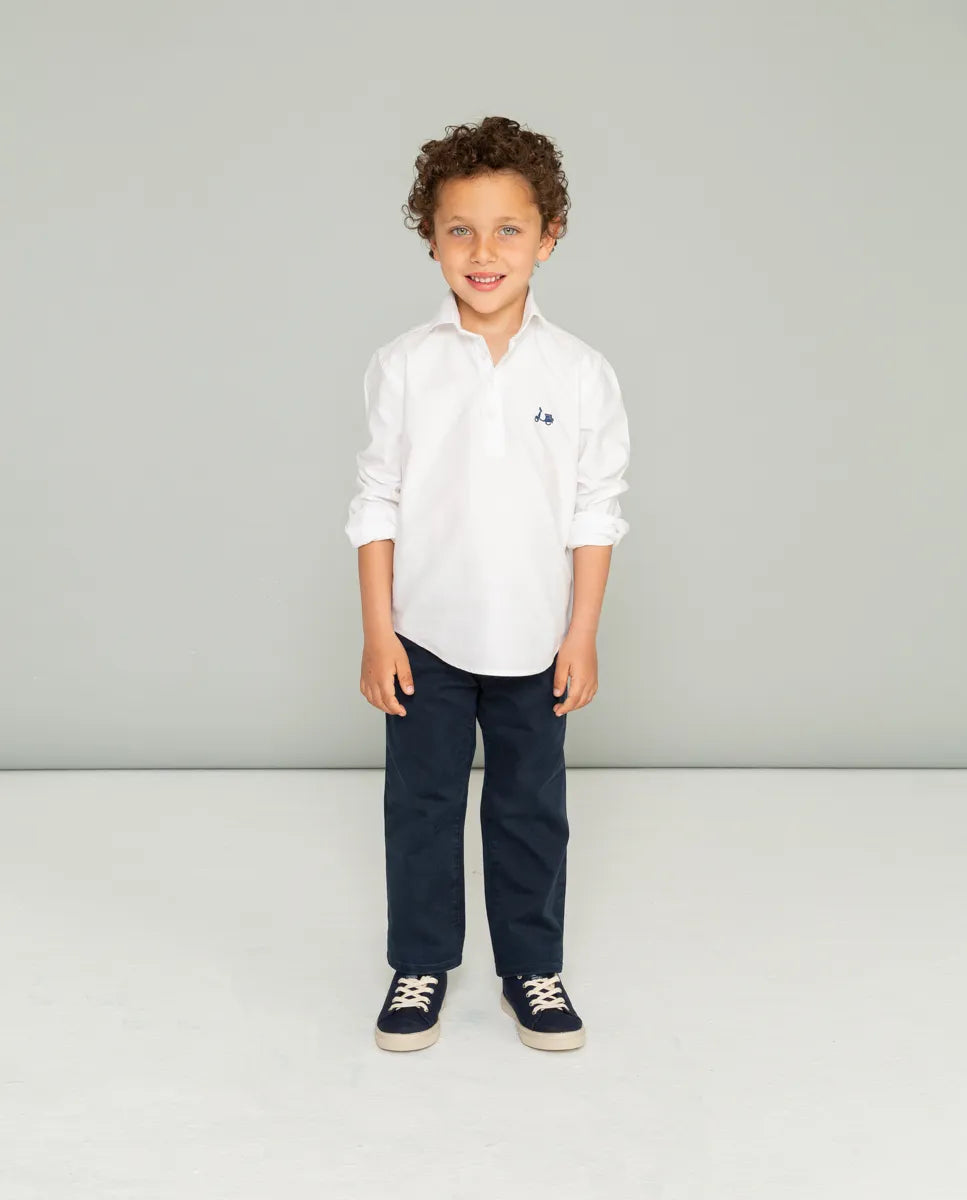 Camisa niño polera oxford blanco