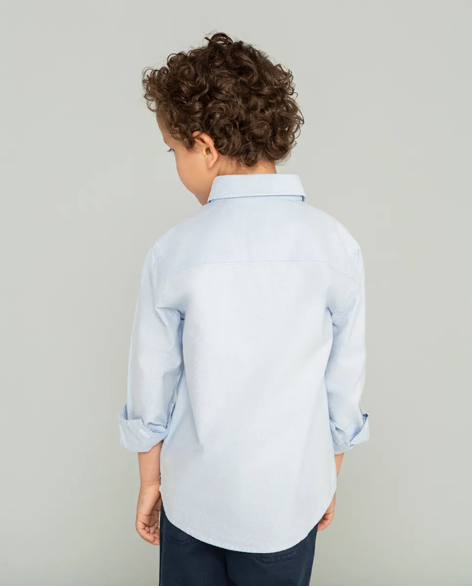 Camisa niño polera Oxford celeste