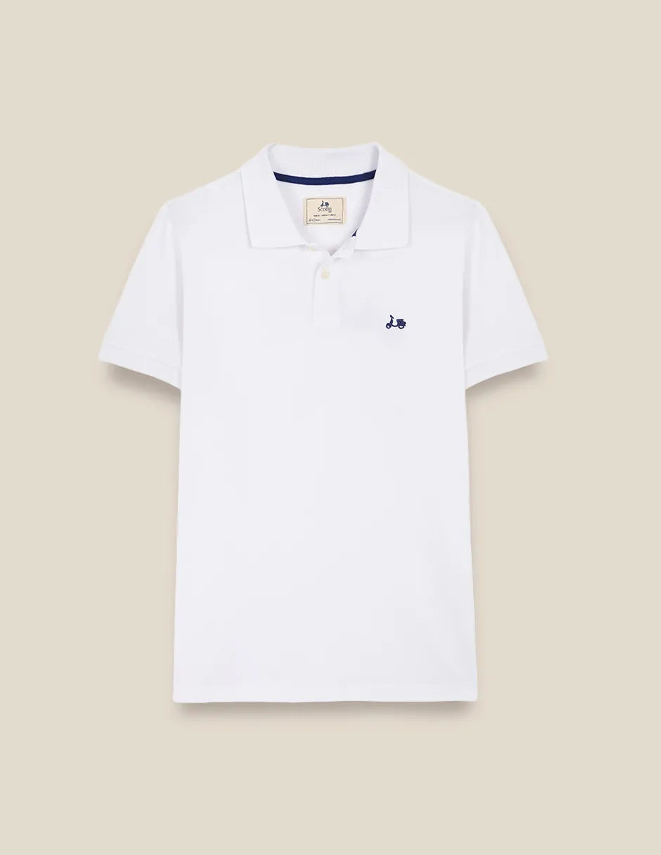 Polo hombre blanco con logo