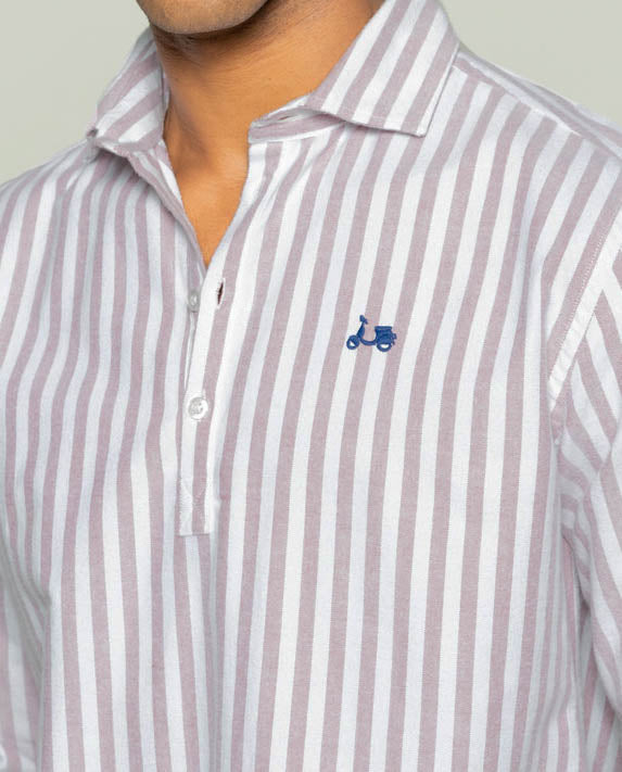 Camisa polera stripes burdeos | SCOTTA