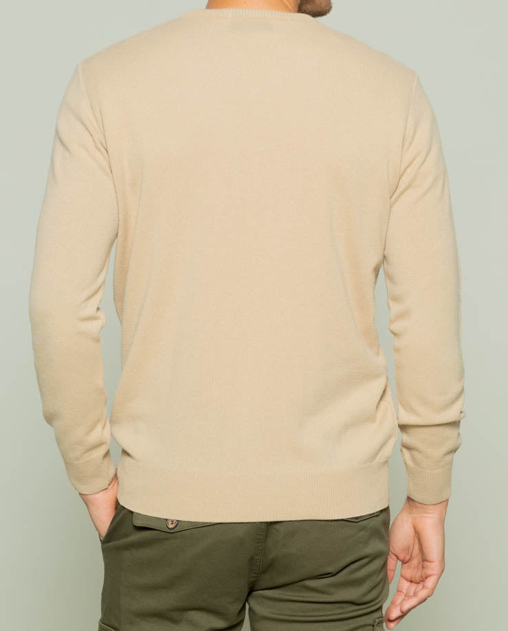 Jersey iconic v neck beige