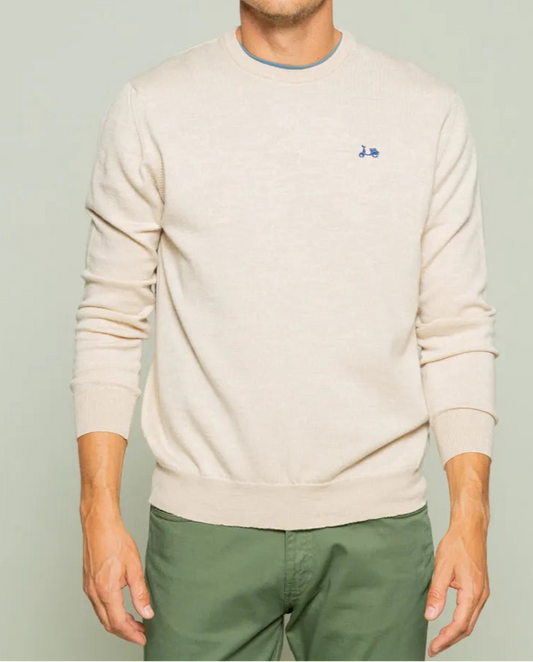 Jersey classic crew neck merino beige