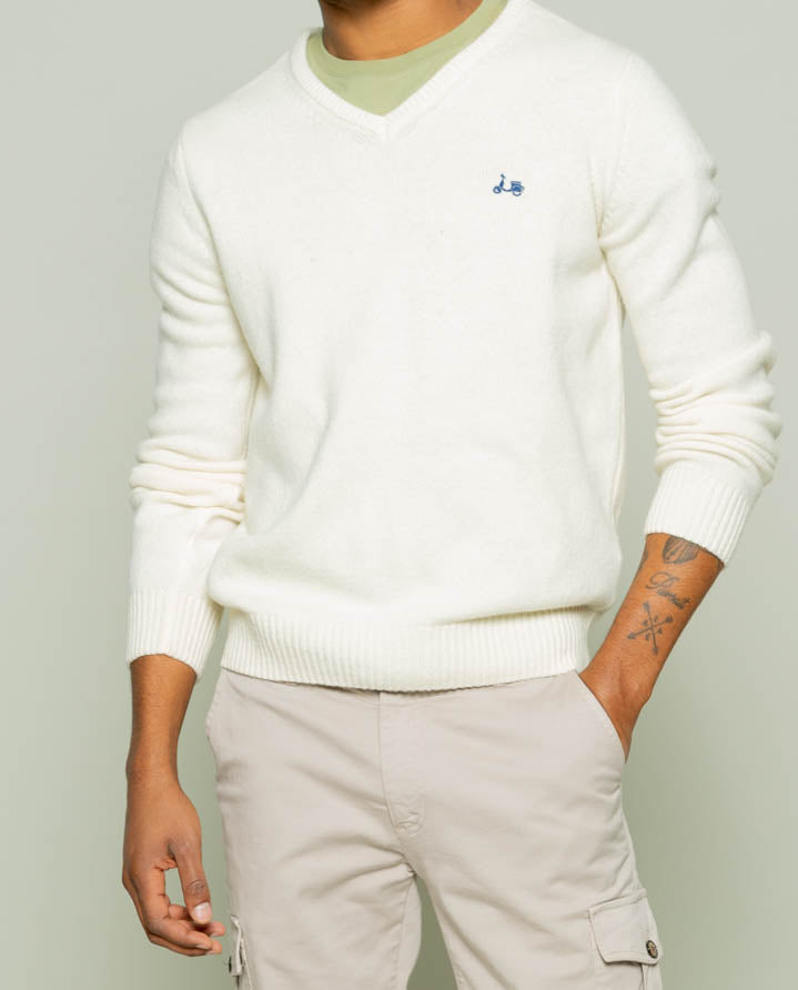 Jersey v neck wool crudo | SCOTTA