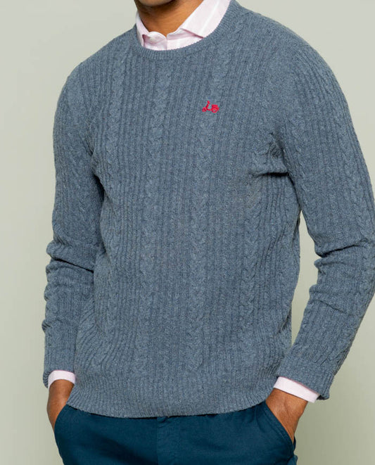 Jersey crew neck ochos azul grisaceo