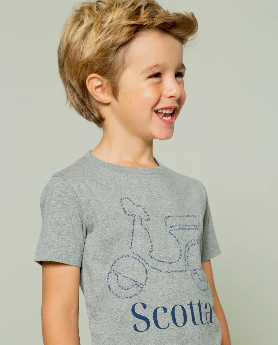 Camiseta niño moto nature gris