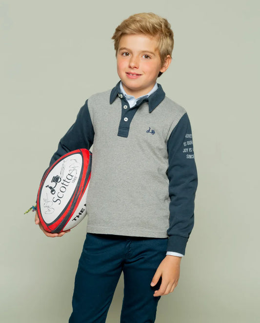 Polo niño rugby flag gris