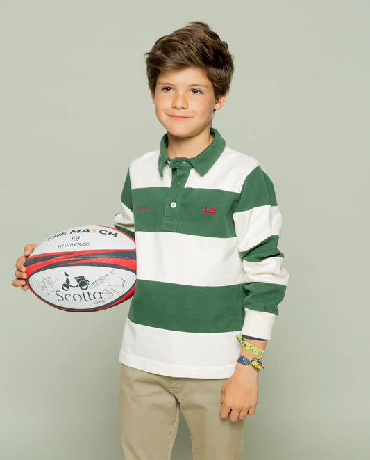 Polo niño rugby stripes 85 khaki